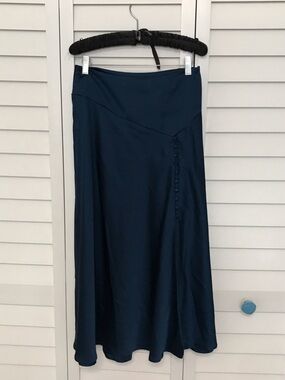 Banana Republic Teal Blue A-Line Button-Detail Skirt